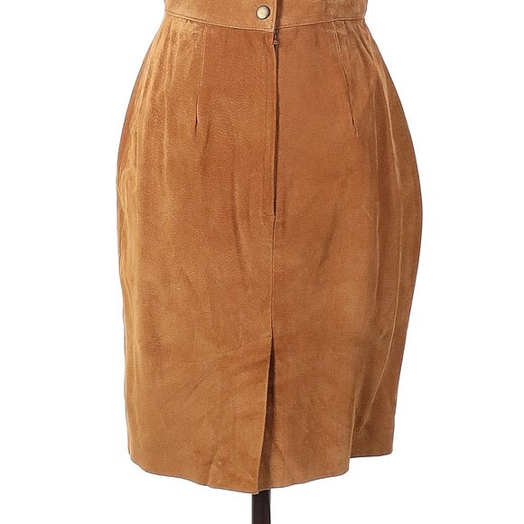BB Dakota Vintage Suede Leather Pencil Skirt Tan Cognac Sz 6 - Picture 4 of 4